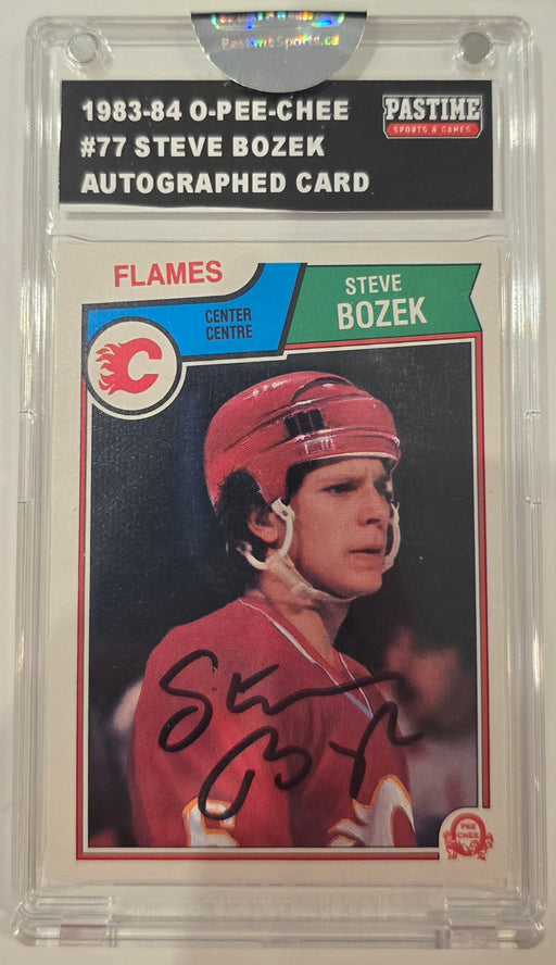 Steve Bozek 1983-84 O-Pee-Chee #77 Autographed Card Encased in Magpro - Pastime Sports & Games