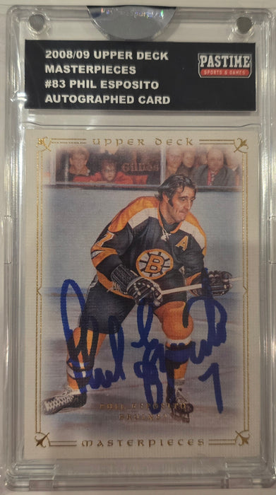 Phil Esposito Upper Deck Masterpieces Autographed Card #83 Encased in Magpro - Pastime Sports & Games
