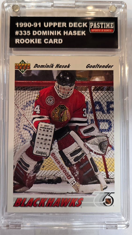 Dominik Hasek 1990-91 Upper Deck Rookie Card #335 Encased in Magpro - Pastime Sports & Games