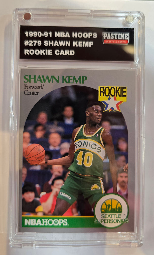 Shawn Kemp 1990-91 NBA Hoops Rookie Card #279 Encased in Magpro - Pastime Sports & Games