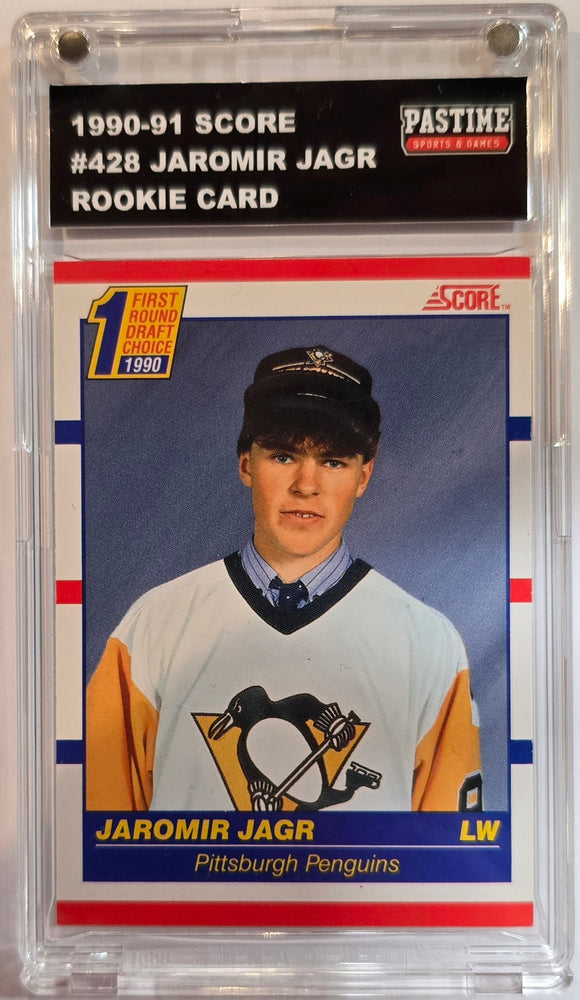 Jaromir Jagr 1990-91 Score Rookie Card #428 Encased in Magpro - Pastime Sports & Games