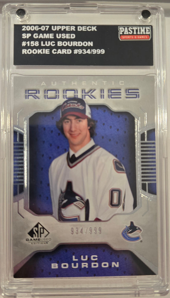 Luc Bourdon 2006-07 Upper Deck SP Game Used Rookie Card #'d/999 Encased in Magpro - Pastime Sports & Games