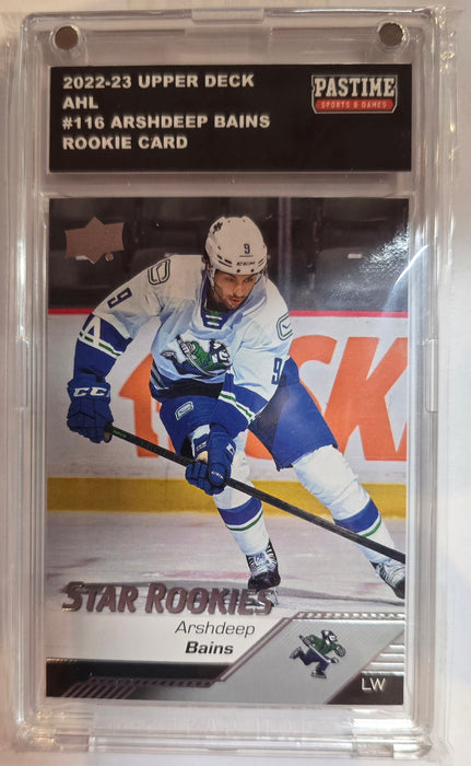 Arshdeep Bains 2022-23 Upper Deck AHL Rookie Card Encased in Magpro - Pastime Sports & Games