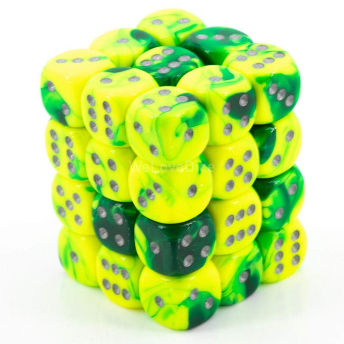Gemini 36-Piece Dice Set Green Yellow/Silver - Pastime Sports & Games