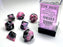 Gemini Translucent 7-Piece Dice Set Black-Pink with White - Pastime Sports & Games