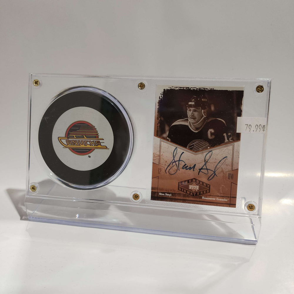 Stan Smyl Autographed Card & Vancouver Canucks Puck Display