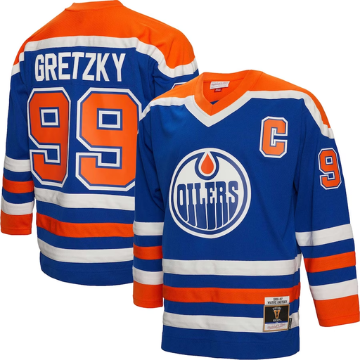Edmonton Oilers Wayne Gretzky 1986-87 Mitchell And Ness Blue Hockey Jersey - Pastime Sports & Games