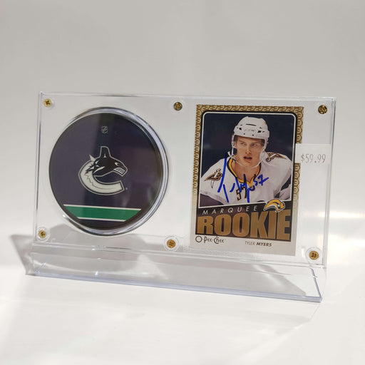 Tyler Myers Autographed Card & Vancouver Canucks Puck Display