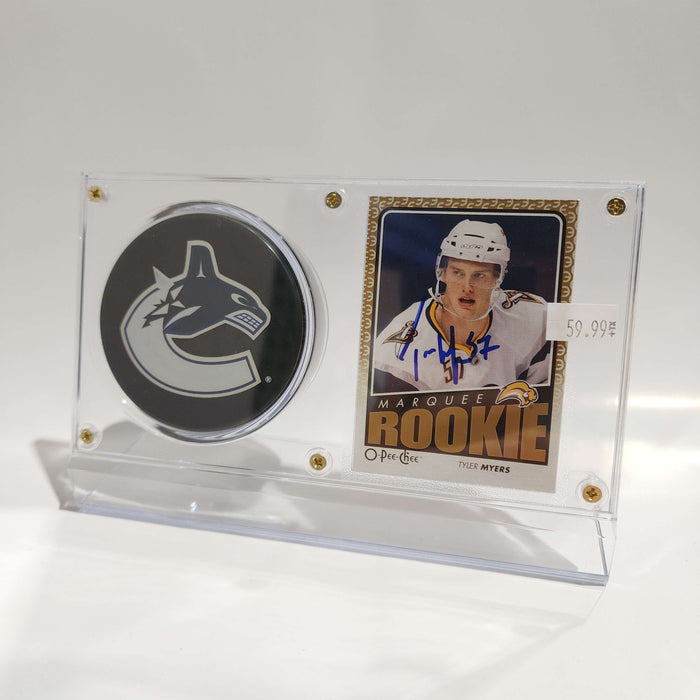 Tyler Myers Autographed Card & Vancouver Canucks Puck Display