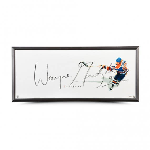 Wayne Gretzky Autographed Edmonton Oilers “The Show” 46x20 Display - Pastime Sports & Games