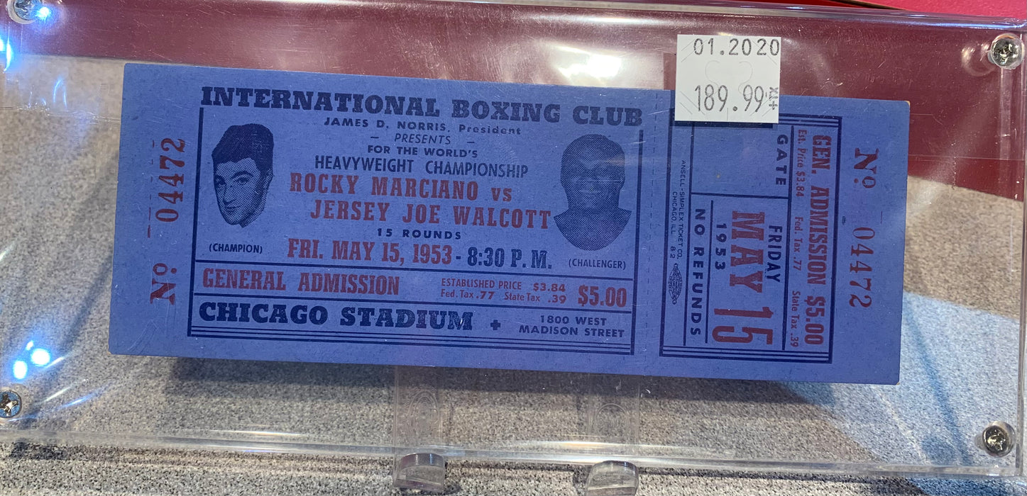 Rocky Marciano Vs Joe Walcott Ticket Fighting - Pastime Sports & Games