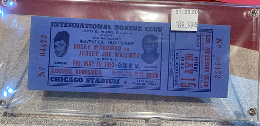 Rocky Marciano Vs Joe Walcott Ticket Fighting - Pastime Sports & Games