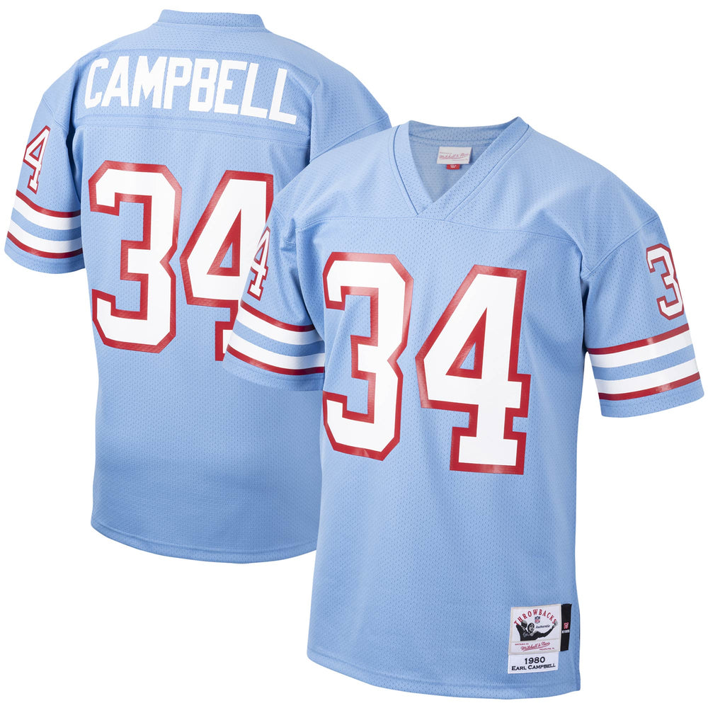 Houston Oilers Earl Campbell 1980 Mitchell & Ness Blue Football Jersey - Pastime Sports & Games