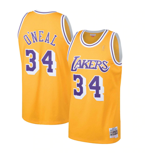 Los Angeles Lakers Shaquille O'Neal 1996-97 Mitchell & Ness Yellow Basketball Jersey - Pastime Sports & Games