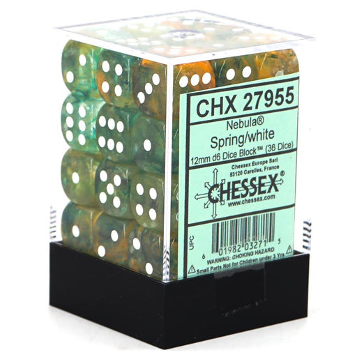 Chessex 36pc D6 Dice Set Nebula Spring/White CHX27955 - Pastime Sports & Games