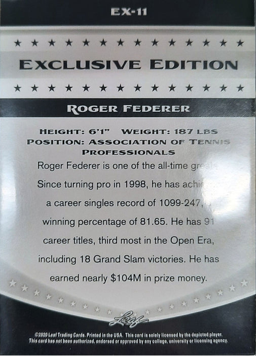 2020 Leaf Roger Federer Cards - Pastime Sports & Games