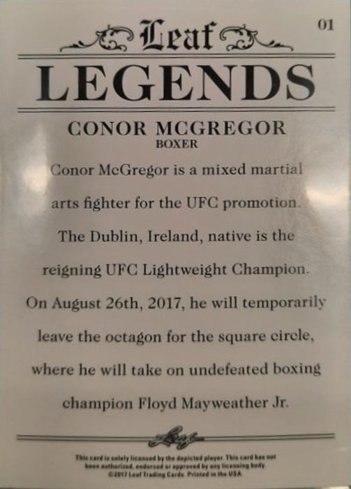 2017 Leaf Conor McGregor Card - Pastime Sports & Games