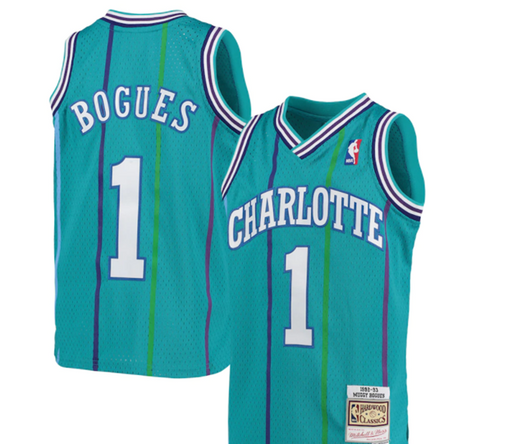 1992-93 Charlotte Hornets Muggsy Bogues Mitchell & Ness Teal Basketball Jersey - Pastime Sports & Games