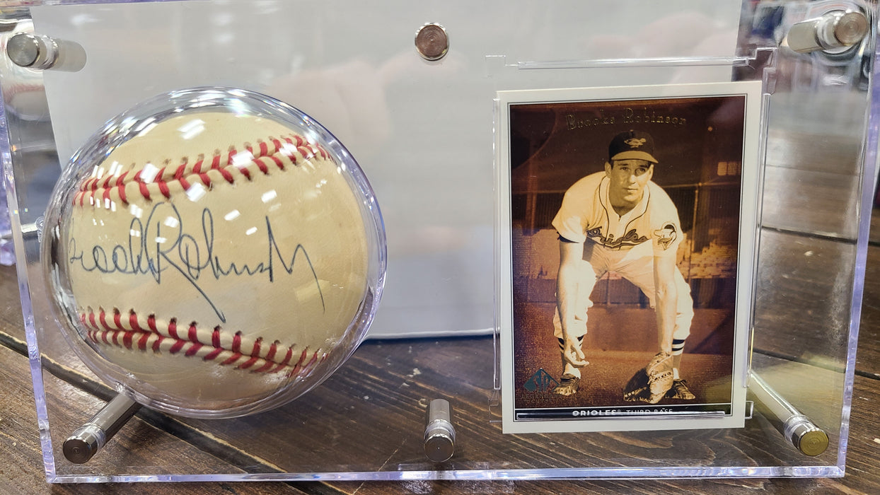 Brooks Robinson Autographed Ball And Card Display - Pastime Sports & Games