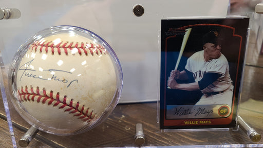 Willie Mays Autographed Ball And Card Display - Pastime Sports & Games