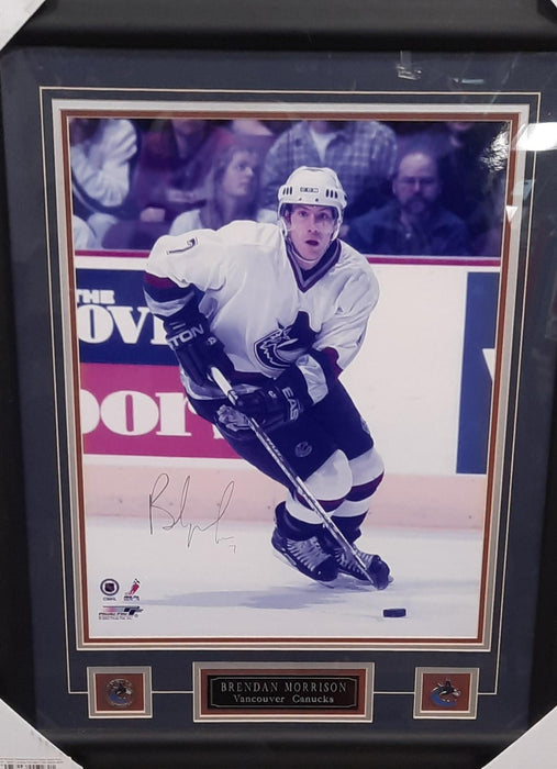 Brendan Morrison Autographed 16x20 Photo Display With Pins - Pastime Sports & Games