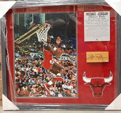 Michael Jordan Autographed Framed Chicago Bulls Game Used Floor - Pastime Sports & Games