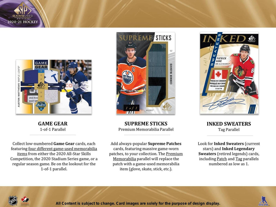 2020/21 Upper Deck SP Game Used NHL Hockey Pack/Box PRE ORDER - Pastime Sports & Games