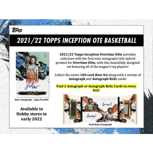 2021/22 TOPPS OVERTIME ELITE INCEPTION BASKETBALL Box PRE ORDER - Pastime Sports & Games