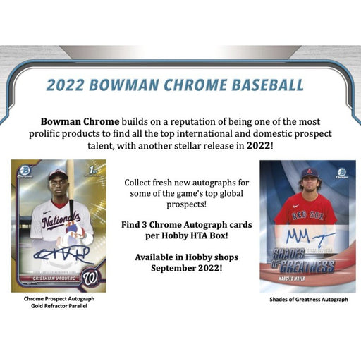 2022 Topps Bowman Chrome Baseball HTA/Choice Hobby Box PRE ORDER - Pastime Sports & Games