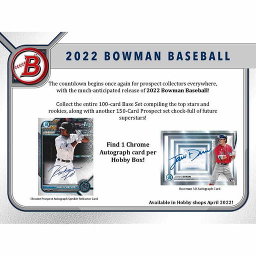 2022 Topps Bowman Baseball Hobby Box - Pastime Sports & Games
