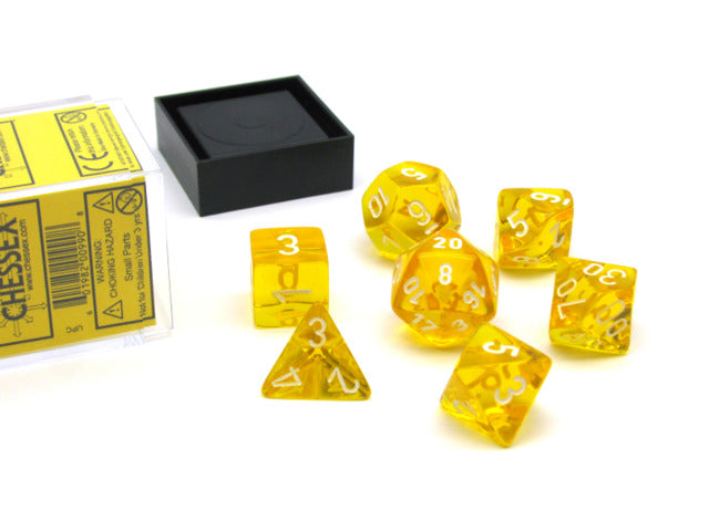 Chessex 7pc RPG Dice Set Translucent Yellow/White CHX23072 - Pastime Sports & Games