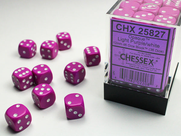 Opaque 36-Piece Dice Set Light Purple With White CHX25827