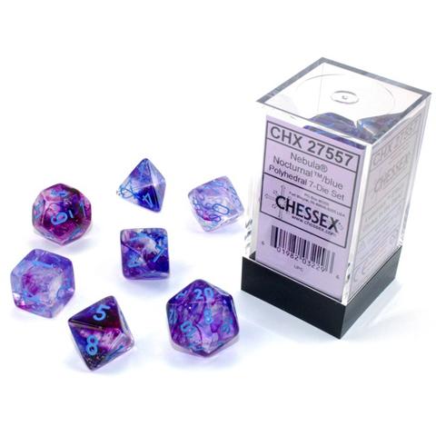 Chessex 7pc RPG Dice Set Nebula Nocturnal/Blue CHX27557 - Pastime Sports & Games
