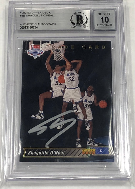 1992-93 UPPER DECK SHAQUILLE O'NEAL AUTO RC BGS/BAS 10 AUTO - Pastime Sports & Games