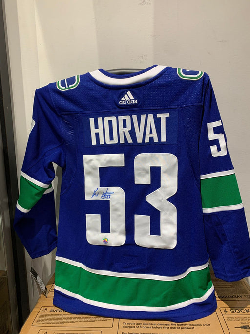 Vancouver Canucks Bo Horvat Autographed Adidas Hockey Home Blue Jersey - Pastime Sports & Games