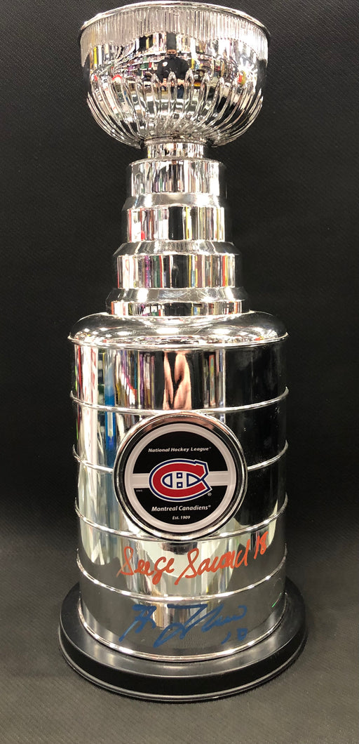Montreal Canadiens Mini Replica Stanley Cup Autographed by Serge Savard, Guy Lafleur, Henri Richard (faded auto) - Pastime Sports & Games