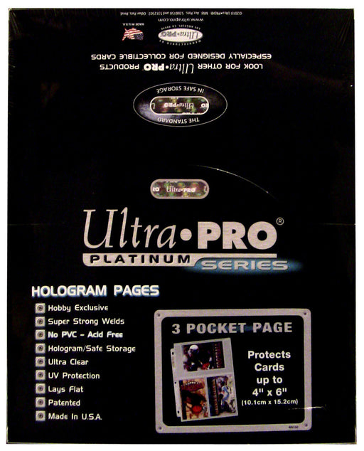 Ultra Pro Platinum Series 3 Pocket Pages - Pastime Sports & Games