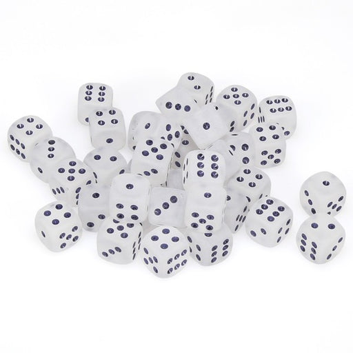 Chessex 36 D6 Dice Set Frosted Clear/Black CHX27801 - Pastime Sports & Games