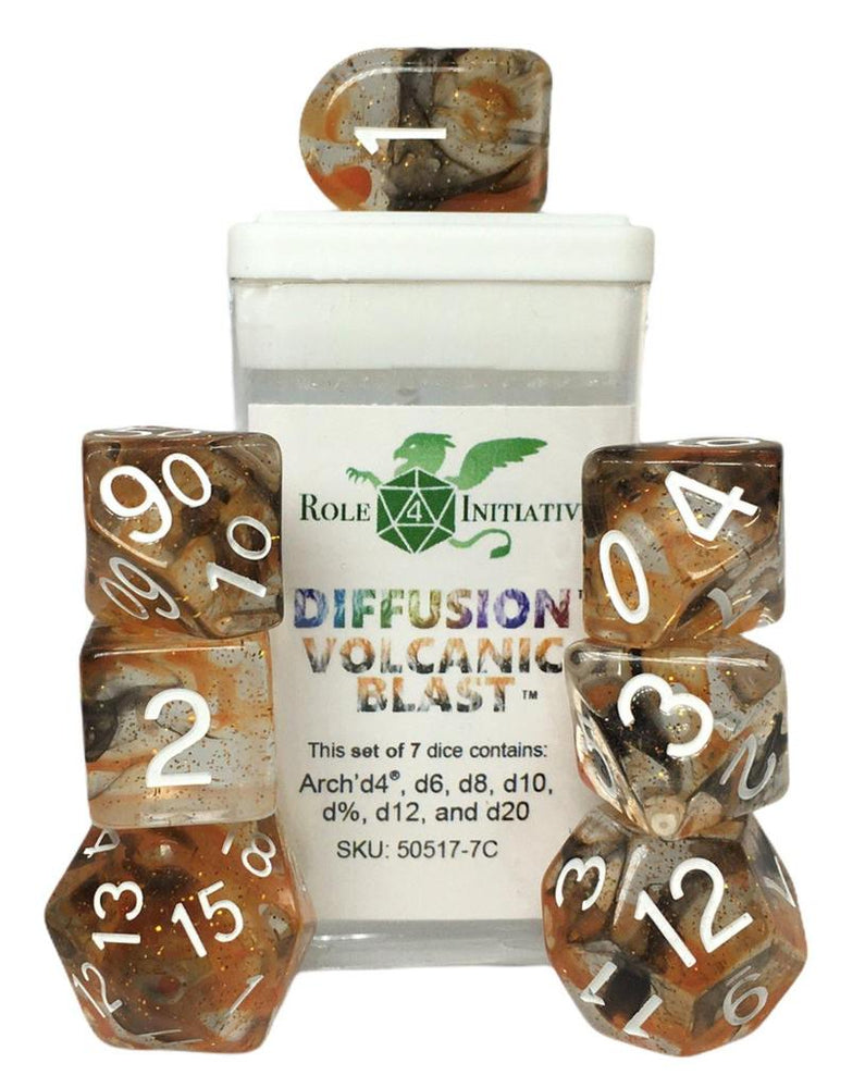 Role 4 Initiative Diffusion 7pc RPG Dice Set - Volcanic Blast - Pastime Sports & Games