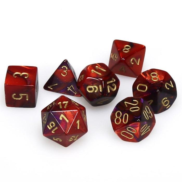 Chessex 7pc RPG Dice Set Gemini Purple & Red/Gold CHX26426 - Pastime Sports & Games