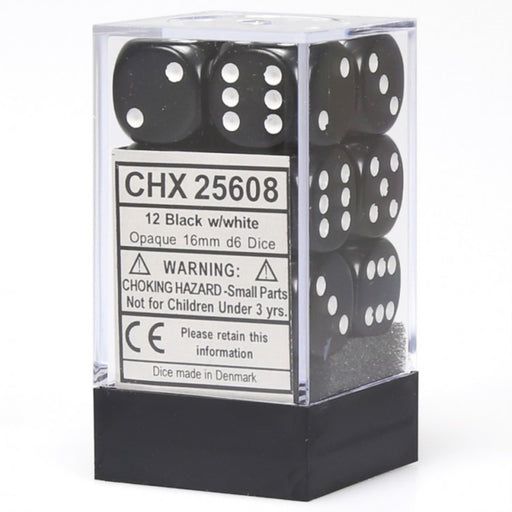 Copy of Chessex 12pc D6 Dice Set Opaque Black/White CHX26508 - Pastime Sports & Games