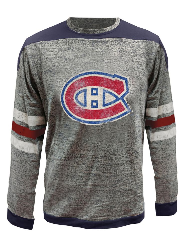 Montreal Canadiens Red Jacket Grey Long Sleeve T-Shirt - Pastime Sports & Games