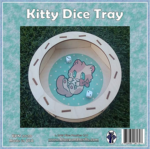 Wooden Dice Tray: Kitty with Dice - Pastime Sports & Games
