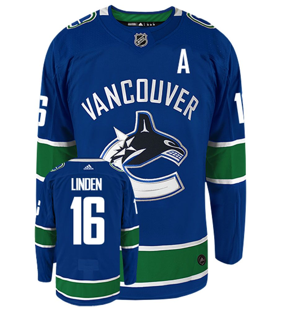 Vancouver Canucks Trevor Linden Adidas Custom Stitched Assistant Captain  Blue Jersey