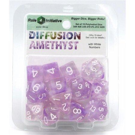 Role 4 Initiative 15pc RPG Dice Set Diffusion Amethyst - Pastime Sports & Games