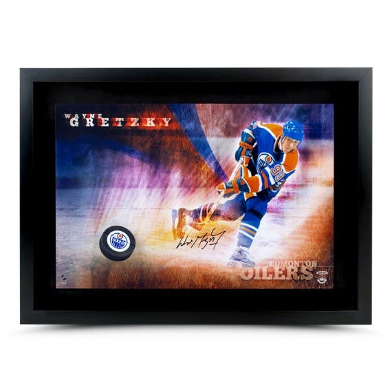 Wayne Gretzky Autographed 30X22 Framed Photo "Breaking Through" - Pastime Sports & Games