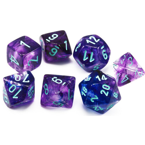 Chessex Mini 7pc RPG Dice Set Nebula Nocturnal/Blue (CHX20557) - Pastime Sports & Games