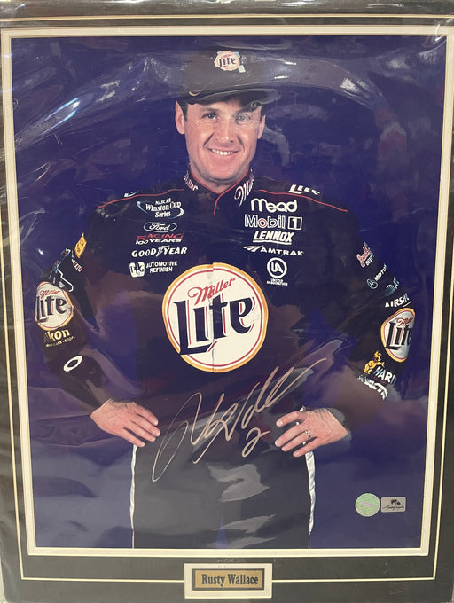 Rusty Wallace Autographed Racing 16X20 Matted Photo (Pose) - Pastime Sports & Games