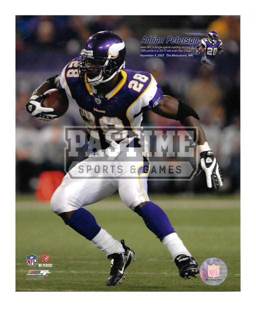 Adrian Peterson 8X10 Minnesota Vikings (Running With Ball Pose 1) - Pastime Sports & Games