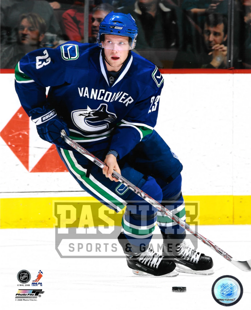 Alex Edler 8X10 Canucks Home Jersey (Skating With Puck) - Pastime Sports & Games